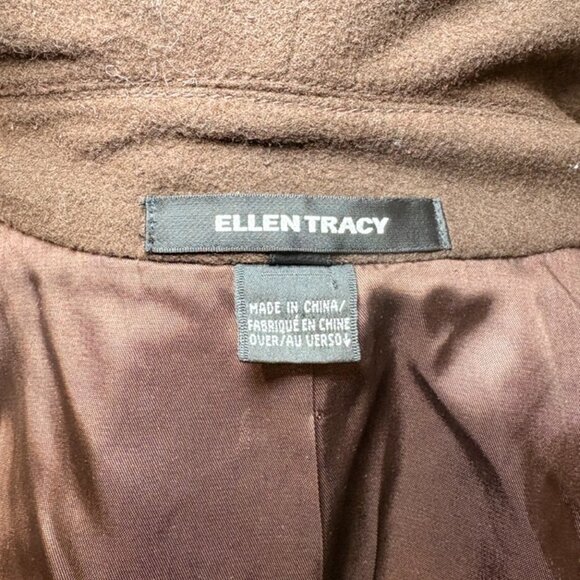 ELLEN TRACY Wool and Angora Brown Oversized Jacket with Gold Embroidery - Picture 4 of 5